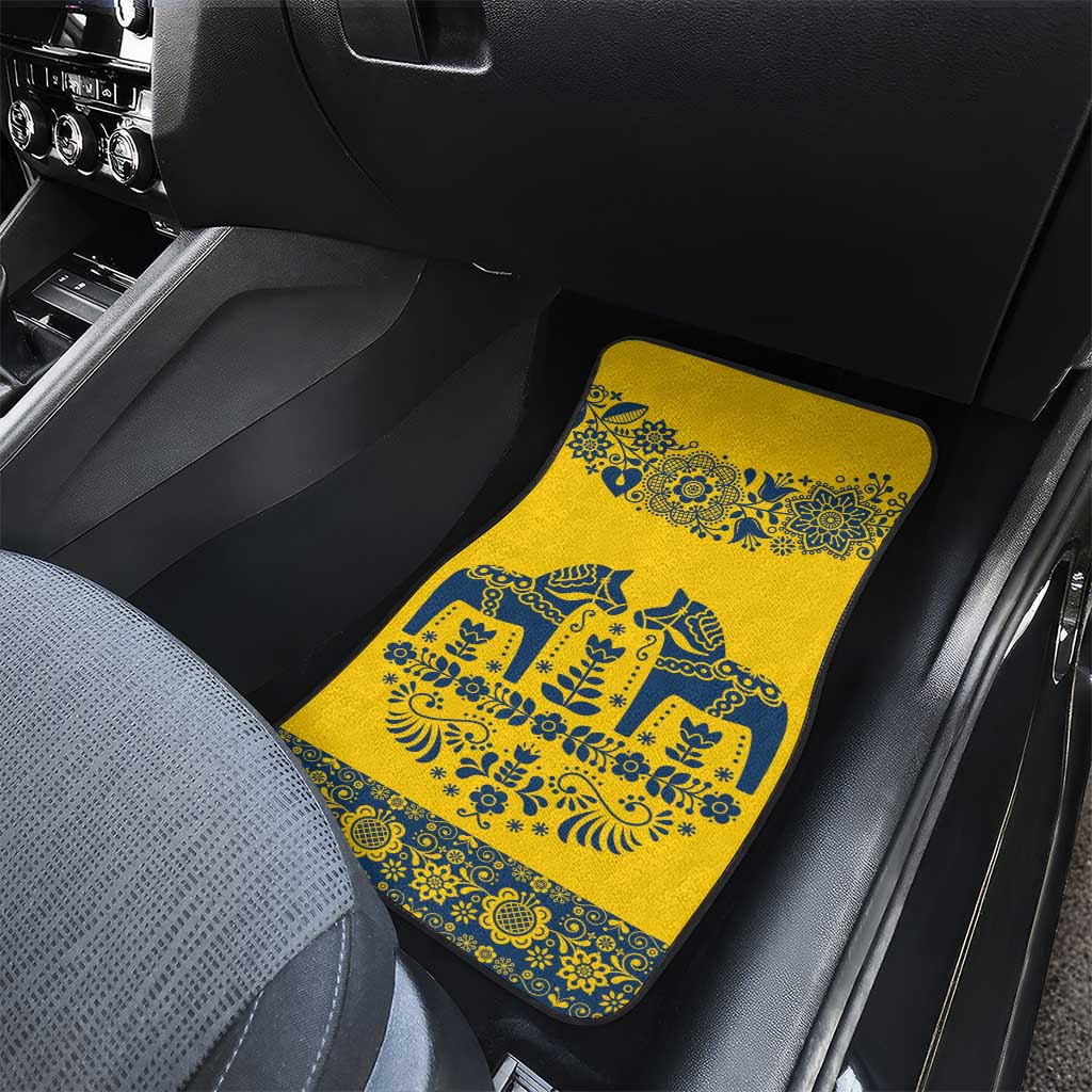 Sweden Daleclarian Horse Car Mats Floral Folk Pattern Yellow Version