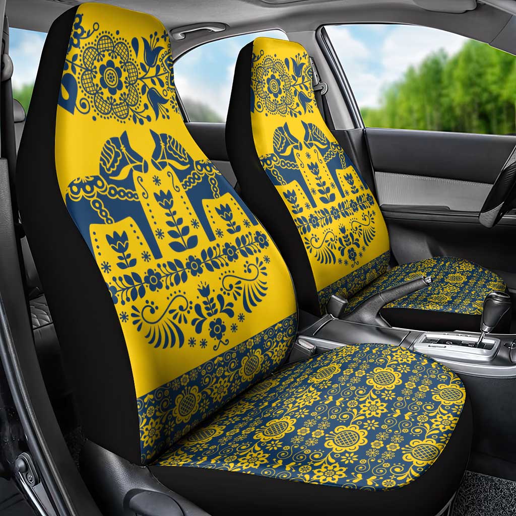 Sweden Daleclarian Horse Car Seat Cover Floral Folk Pattern Yellow Version
