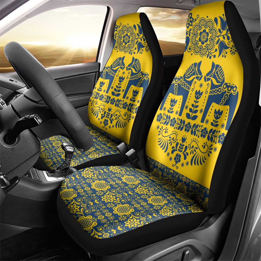 Sweden Daleclarian Horse Car Seat Cover Floral Folk Pattern Yellow Version