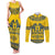 Sweden Daleclarian Horse Couples Matching Tank Maxi Dress and Long Sleeve Button Shirt Floral Folk Pattern Yellow Version