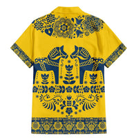 Sweden Daleclarian Horse Family Matching Mermaid Dress and Hawaiian Shirt Floral Folk Pattern Yellow Version