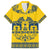 Sweden Daleclarian Horse Family Matching Off The Shoulder Long Sleeve Dress and Hawaiian Shirt Floral Folk Pattern Yellow Version