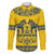 Sweden Daleclarian Horse Family Matching Off The Shoulder Long Sleeve Dress and Hawaiian Shirt Floral Folk Pattern Yellow Version