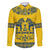 Sweden Daleclarian Horse Family Matching Off Shoulder Maxi Dress and Hawaiian Shirt Floral Folk Pattern Yellow Version