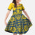 Sweden Daleclarian Horse Family Matching Puletasi and Hawaiian Shirt Floral Folk Pattern Yellow Version