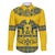 Sweden Daleclarian Horse Family Matching Puletasi and Hawaiian Shirt Floral Folk Pattern Yellow Version