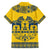 Sweden Daleclarian Horse Family Matching Short Sleeve Bodycon Dress and Hawaiian Shirt Floral Folk Pattern Yellow Version