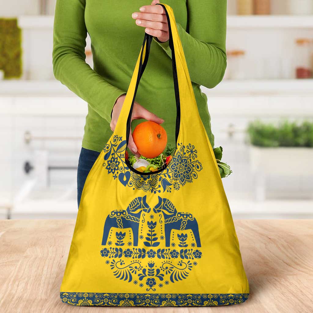 Sweden Daleclarian Horse Grocery Bag Floral Folk Pattern Yellow Version
