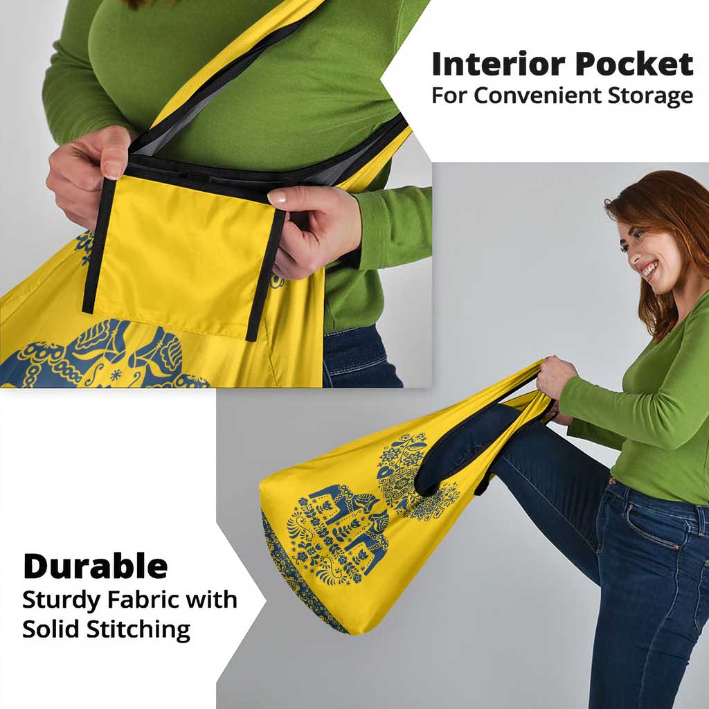 Sweden Daleclarian Horse Grocery Bag Floral Folk Pattern Yellow Version