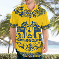 Sweden Daleclarian Horse Hawaiian Shirt Floral Folk Pattern Yellow Version