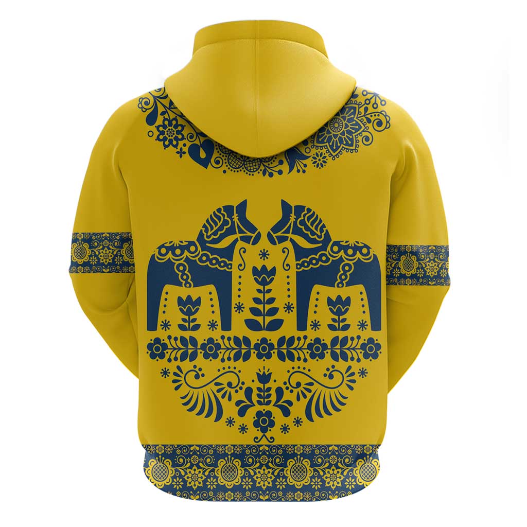 Sweden Daleclarian Horse Hoodie Floral Folk Pattern Yellow Version