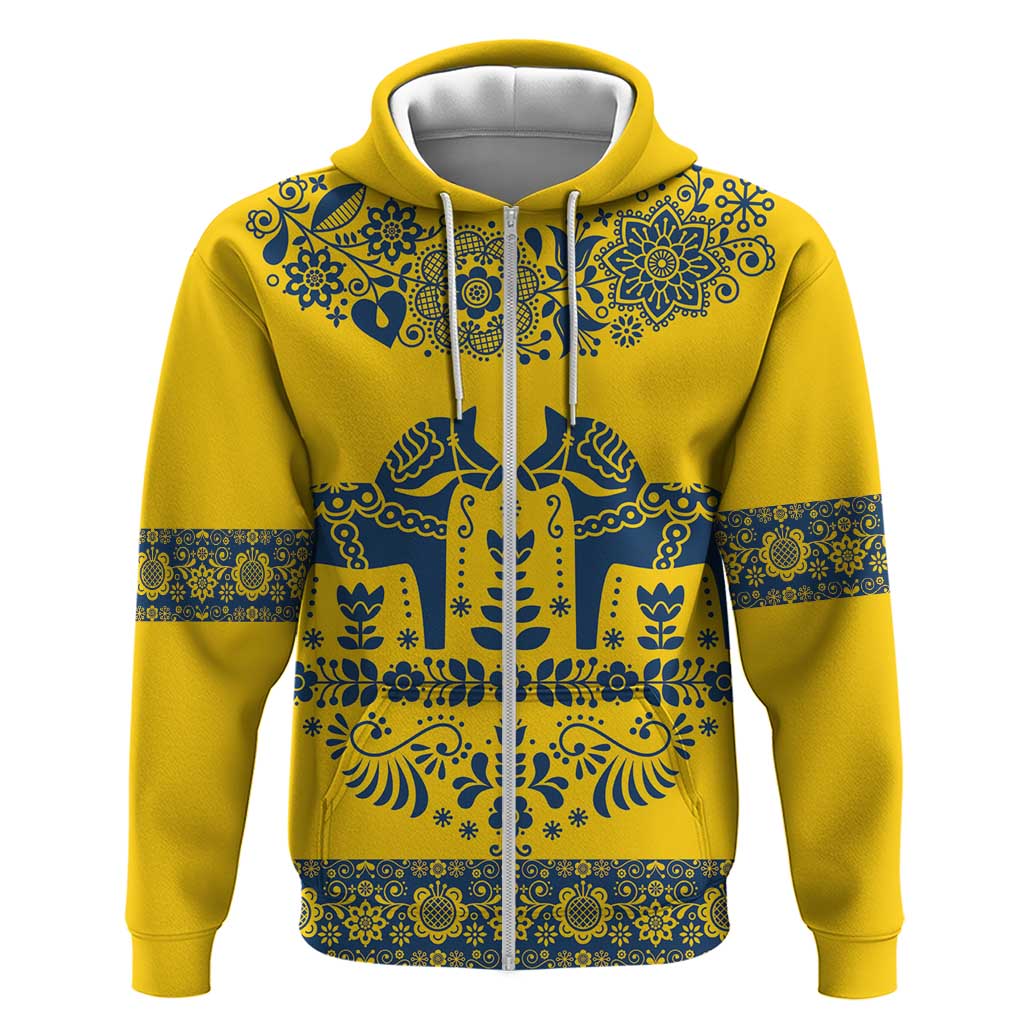 Sweden Daleclarian Horse Hoodie Floral Folk Pattern Yellow Version