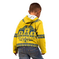 Sweden Daleclarian Horse Kid Hoodie Floral Folk Pattern Yellow Version