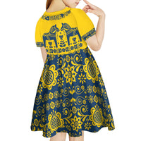 Sweden Daleclarian Horse Kid Short Sleeve Dress Floral Folk Pattern Yellow Version
