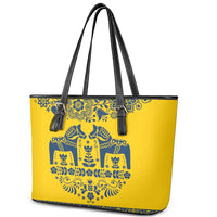 Sweden Daleclarian Horse Leather Tote Bag Floral Folk Pattern Yellow Version