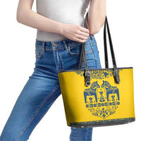 Sweden Daleclarian Horse Leather Tote Bag Floral Folk Pattern Yellow Version
