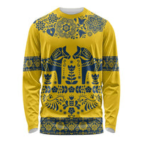 Sweden Daleclarian Horse Long Sleeve Shirt Floral Folk Pattern Yellow Version