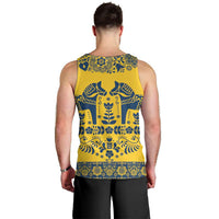Sweden Daleclarian Horse Men Tank Top Floral Folk Pattern Yellow Version