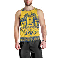 Sweden Daleclarian Horse Men Tank Top Floral Folk Pattern Yellow Version
