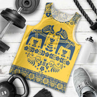 Sweden Daleclarian Horse Men Tank Top Floral Folk Pattern Yellow Version