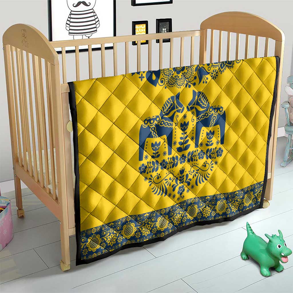 Sweden Daleclarian Horse Quilt Floral Folk Pattern Yellow Version