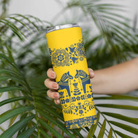 Sweden Daleclarian Horse Skinny Tumbler Floral Folk Pattern Yellow Version