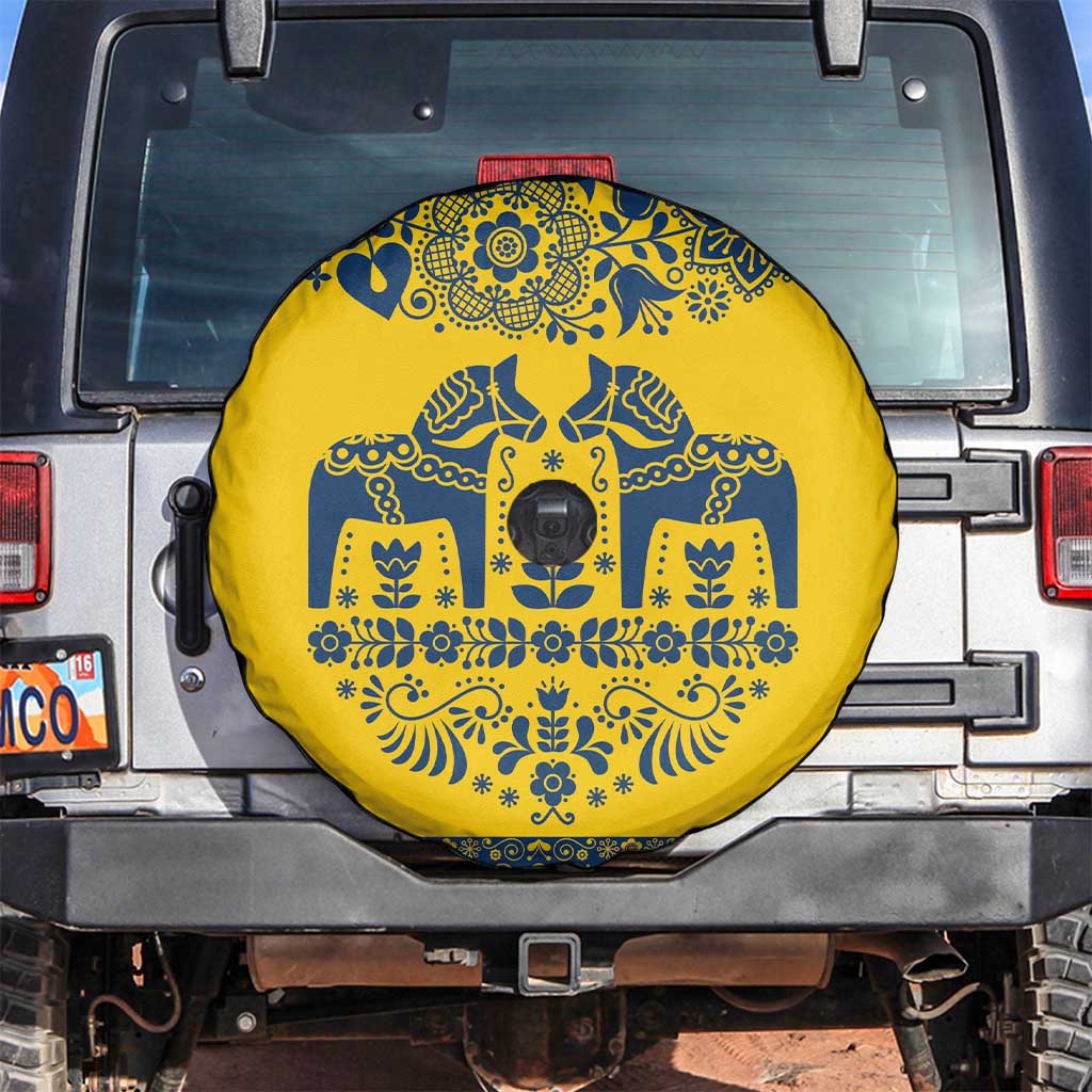 Sweden Daleclarian Horse Spare Tire Cover Floral Folk Pattern Yellow Version