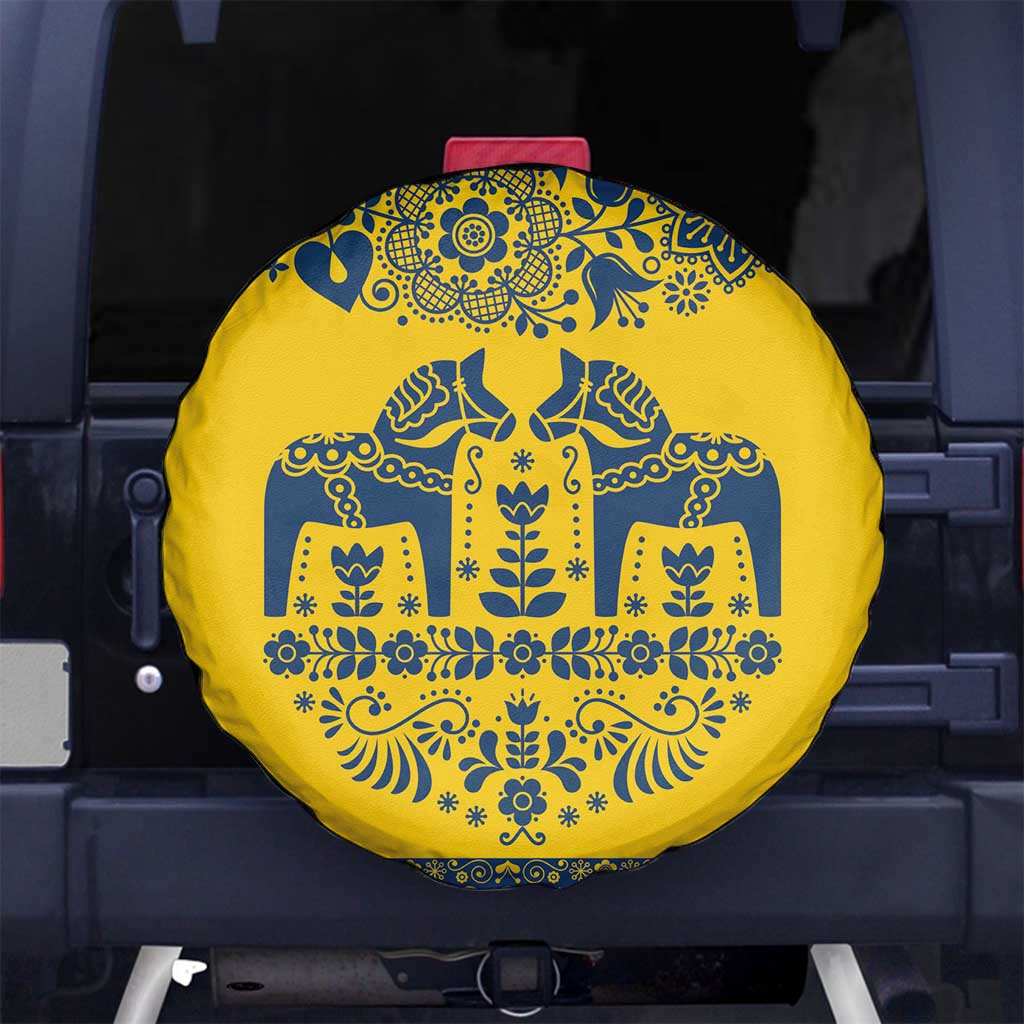 Sweden Daleclarian Horse Spare Tire Cover Floral Folk Pattern Yellow Version