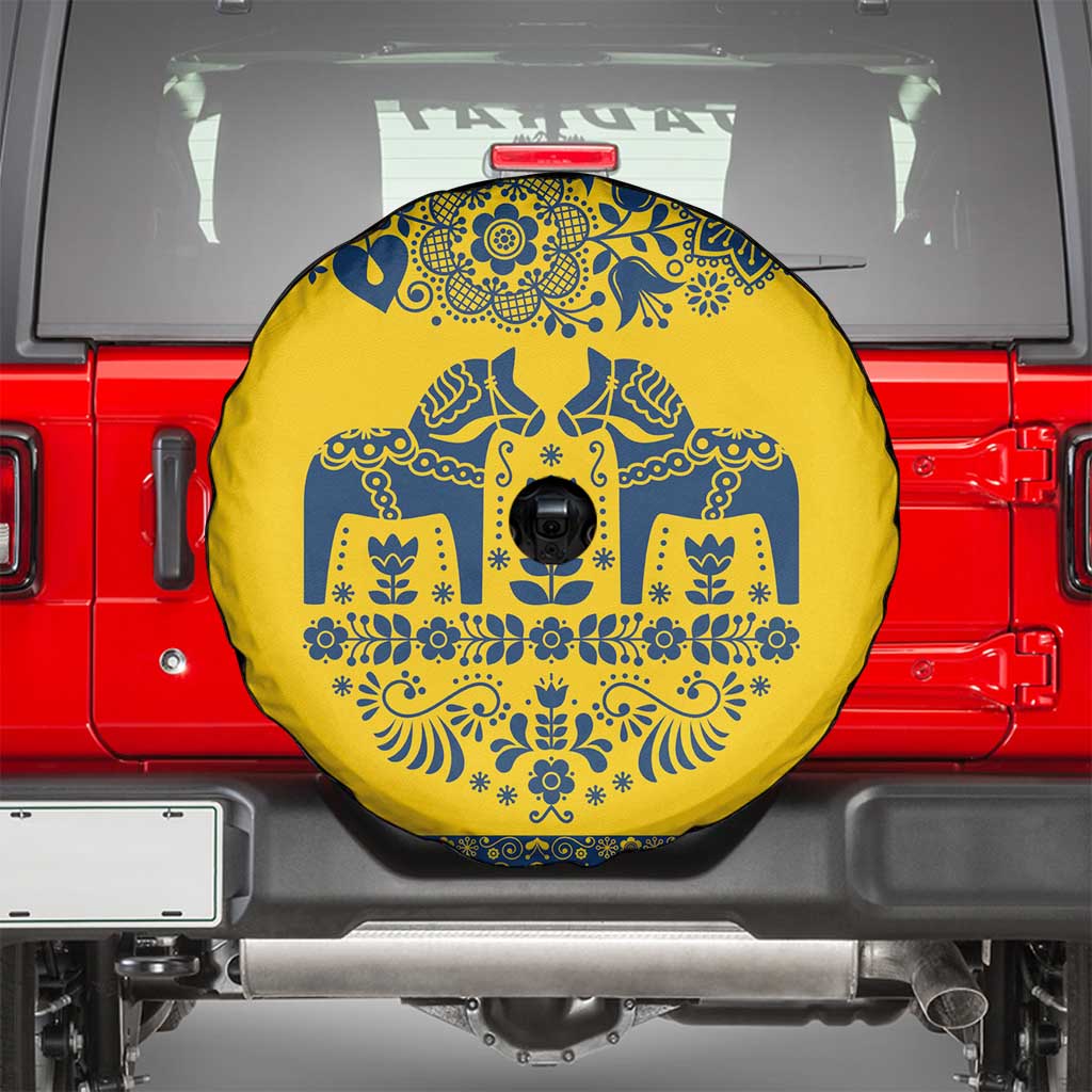 Sweden Daleclarian Horse Spare Tire Cover Floral Folk Pattern Yellow Version
