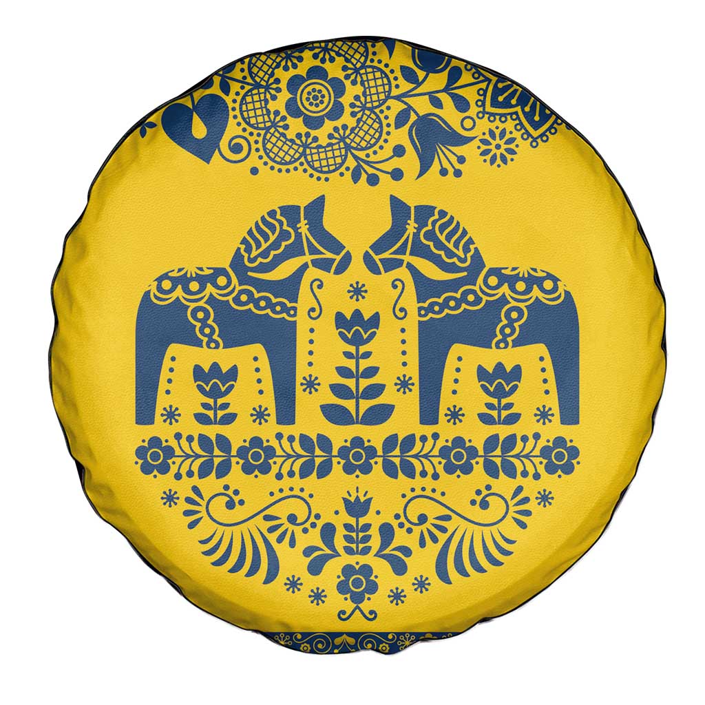 Sweden Daleclarian Horse Spare Tire Cover Floral Folk Pattern Yellow Version