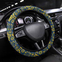 Sweden Daleclarian Horse Steering Wheel Cover Floral Folk Pattern Yellow Version