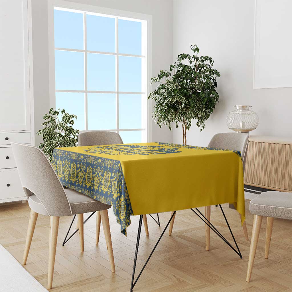 Sweden Daleclarian Horse Tablecloth Floral Folk Pattern Yellow Version