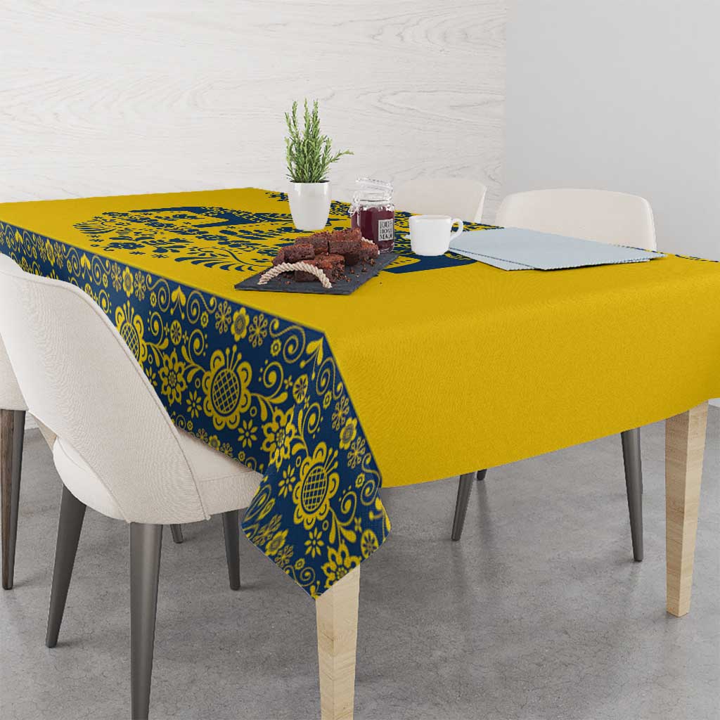Sweden Daleclarian Horse Tablecloth Floral Folk Pattern Yellow Version