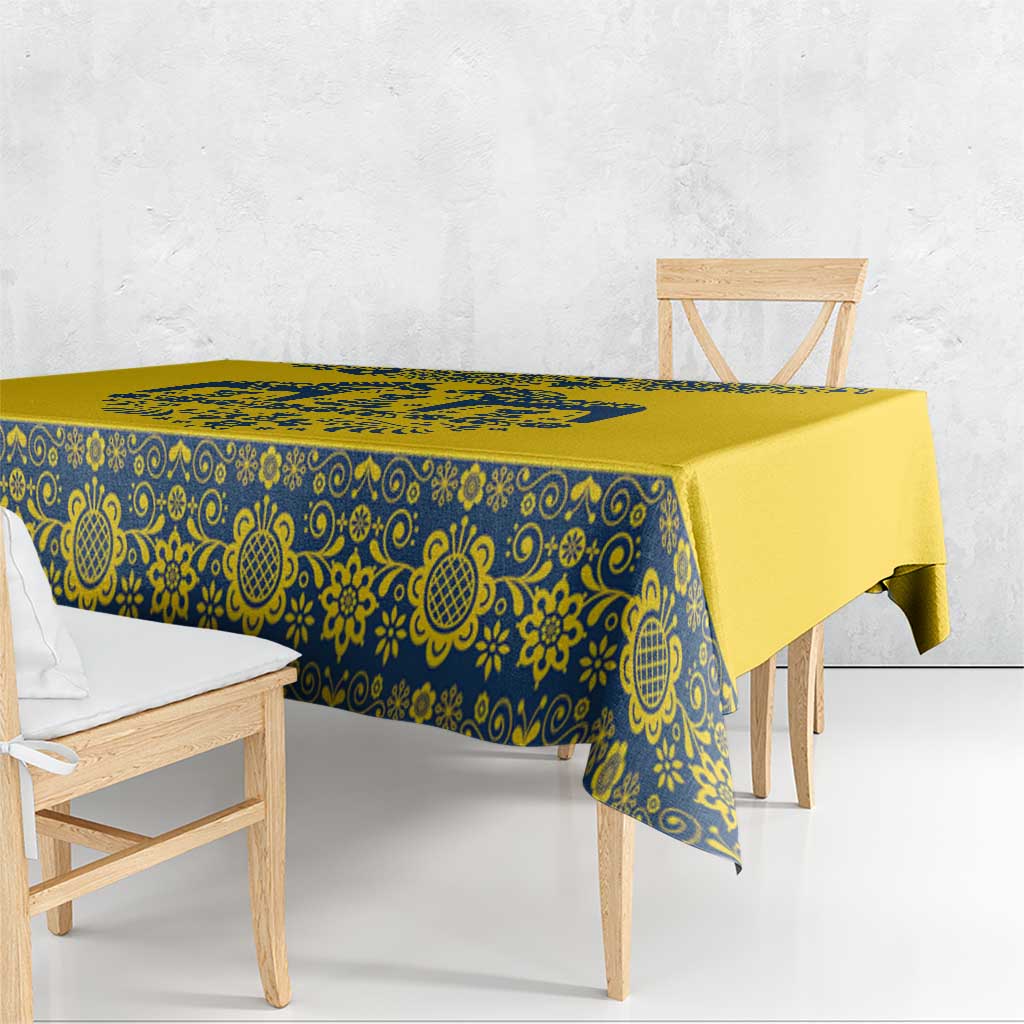 Sweden Daleclarian Horse Tablecloth Floral Folk Pattern Yellow Version
