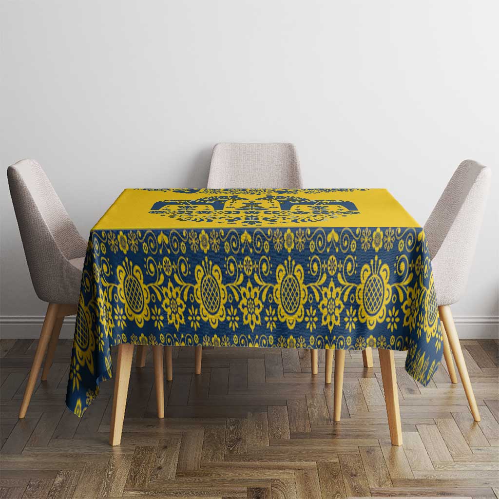Sweden Daleclarian Horse Tablecloth Floral Folk Pattern Yellow Version
