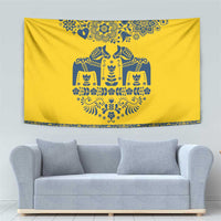 Sweden Daleclarian Horse Tapestry Floral Folk Pattern Yellow Version