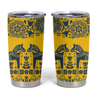 Sweden Daleclarian Horse Tumbler Cup Floral Folk Pattern Yellow Version
