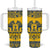 Sweden Daleclarian Horse Tumbler With Handle Floral Folk Pattern Yellow Version