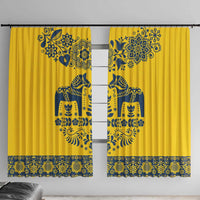 Sweden Daleclarian Horse Window Curtain Floral Folk Pattern Yellow Version