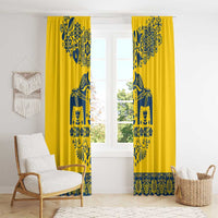 Sweden Daleclarian Horse Window Curtain Floral Folk Pattern Yellow Version