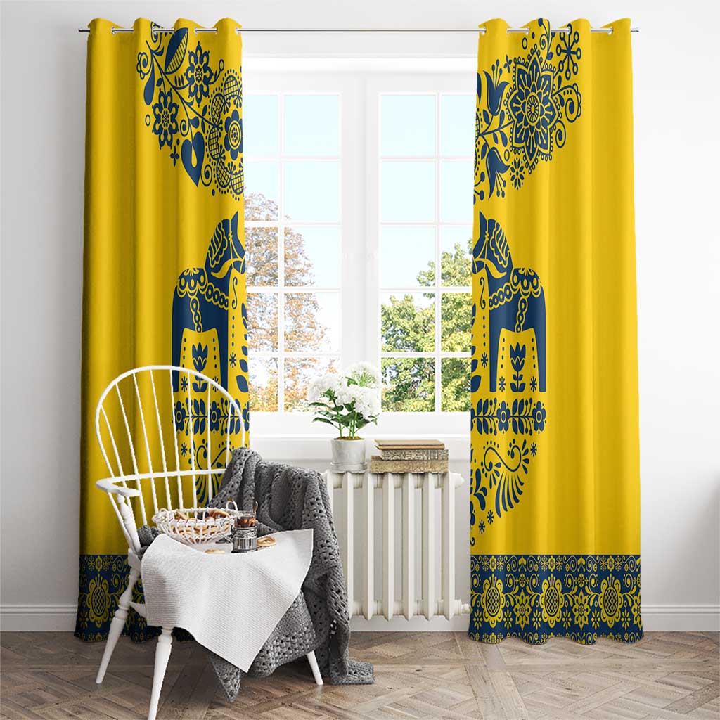 Sweden Daleclarian Horse Window Curtain Floral Folk Pattern Yellow Version