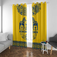 Sweden Daleclarian Horse Window Curtain Floral Folk Pattern Yellow Version