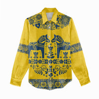Sweden Daleclarian Horse Women Casual Shirt Floral Folk Pattern Yellow Version