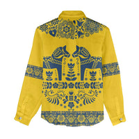 Sweden Daleclarian Horse Women Casual Shirt Floral Folk Pattern Yellow Version