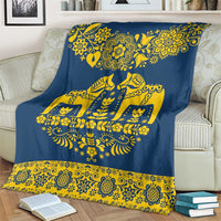 Sweden Daleclarian Horse Blanket Floral Folk Pattern Blue Version