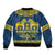 Sweden Daleclarian Horse Bomber Jacket Floral Folk Pattern Blue Version