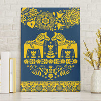Sweden Daleclarian Horse Canvas Wall Art Floral Folk Pattern Blue Version