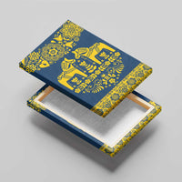 Sweden Daleclarian Horse Canvas Wall Art Floral Folk Pattern Blue Version