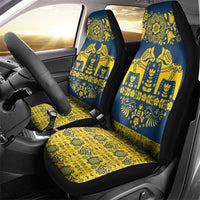 Sweden Daleclarian Horse Car Seat Cover Floral Folk Pattern Blue Version