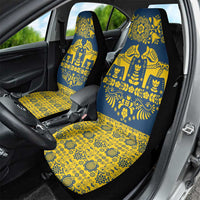 Sweden Daleclarian Horse Car Seat Cover Floral Folk Pattern Blue Version
